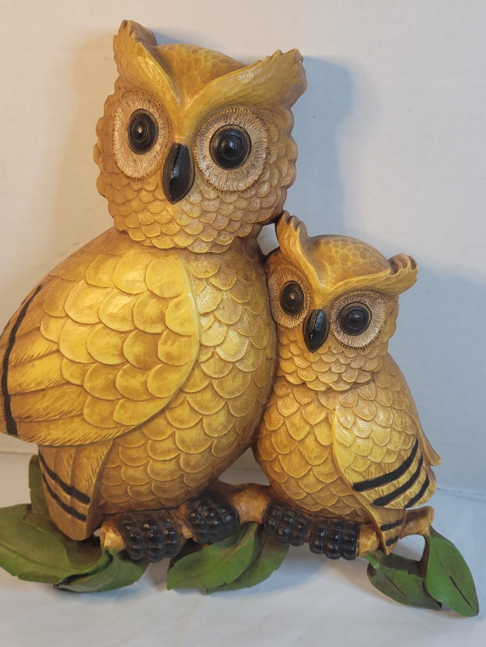 Vintage Homco Owl Wall Plaque Large & Small Owls on Branch 10” Hanging Decor (A3